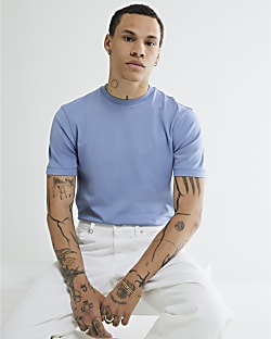 Blue Short Sleeve Slim Fit T-Shirt
