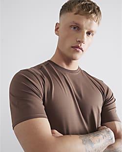 Brown Short Sleeve Muscle Fit T-Shirt