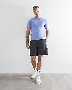 Blue Short Sleeve Muscle Fit T-Shirt