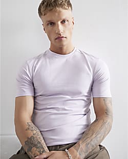 Purple Short Sleeve Muscle Fit T-Shirt