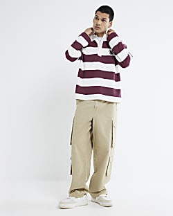 Beige Loose Fit Cargo Trousers