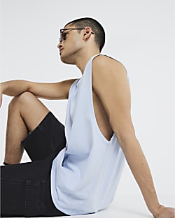 Blue Sleeveless Tank Top