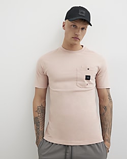 Pink Short Sleeve Slim Fit Pocket T-shirt