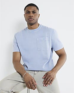 Blue Regular Fit Washed T-Shirt