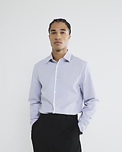 Grey Slim Fit Long Sleeved Tipped Shirt