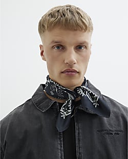 Black Satin Paisley Bandana