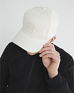 Beige Rubber Badge Baseball Cap