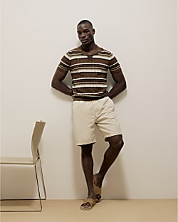 Beige Pull On Shorts