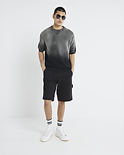 Black Denim Carpenter Shorts