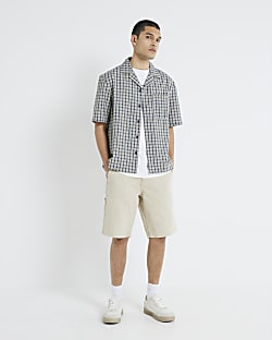 Beige Denim Carpenter Shorts