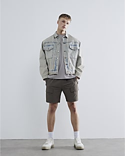 Grey Stretch Cargo Shorts