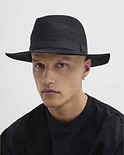Black Straw Fedora Hat