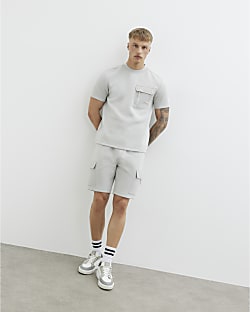 Grey Slim Fit Hybrid Shorts