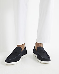 Navy Suede Loafers