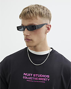 Black Skinny Rectangle Sunglasses
