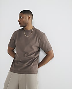 Brown Regular Fit Embroidery T-Shirt