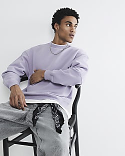 Purple Oversized Essentials Sweatshirt