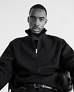 Black Regular Fit Funnel Sweatshirt