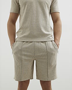 Beige Slim Fit Shorts