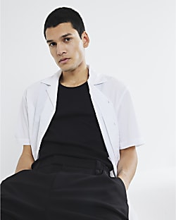 White Seersucker Revere Shirt