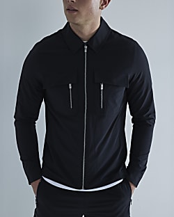 Black Utility Pocket Shacket