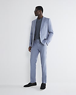 Blue Skinny Fit Suit Trousers