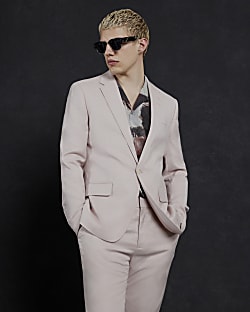 Pink Skinny Fit Suit Jacket