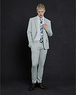 Green Skinny Fit Suit Trousers