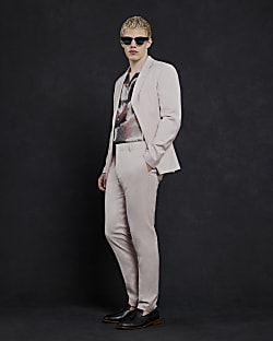 Pink Skinny Fit Suit Trousers