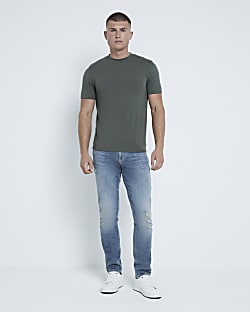 Khaki Muscle Fit RI Studio T-Shirt