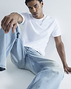3 Pack White Stone & Khaki Slim Fit T-Shirts