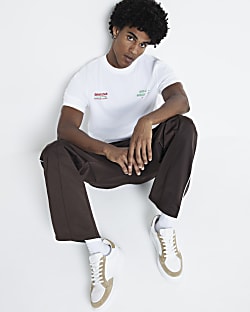 Stone Premium leather lace up trainers