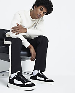 Black Suede Lace Up Trainers