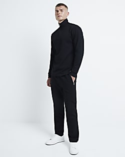 Black slim fit stretch textured joggers