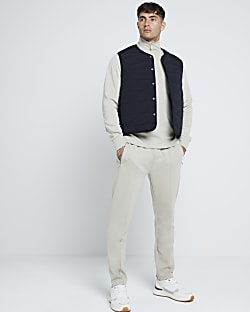 Stone slim fit stretch textured joggers