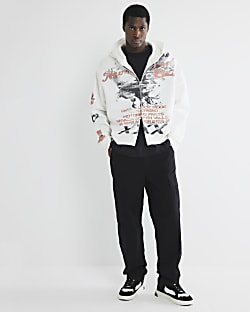 Black loose fit cargo trousers