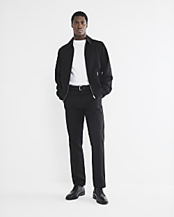 Black Slim Fit Belted Chino Trousers