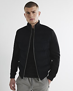 Black Faux Suede Hybrid Jacket