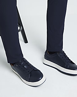 Navy Lace Up Trainers