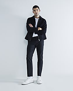 Black Skinny Fit Twill Trousers