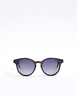 Brown Round Premium Acetate Sunglasses ​