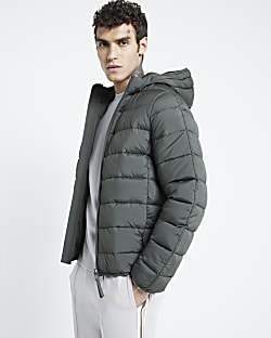 Green Regular Fit Quilted Hooded Puffer Coat