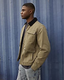 Khaki worker jacket clearance