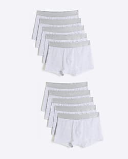 Grey 10 Pack RI Cotton Stretch Trunks
