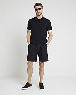 Black regular fit pull on shorts