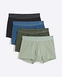 Green 4 Pack Cotton Stretch RI Trunks