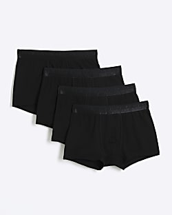 Black 4 Pack Cotton Stretch Trunks