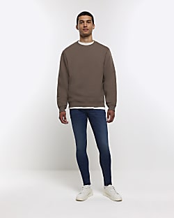 Dark Blue super skinny fit spray on jeans River Island