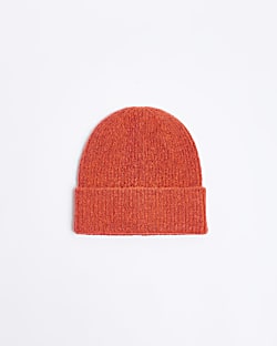 Red rib beanie