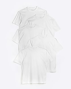 5 Pack white regular fit t-shirts